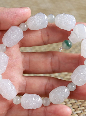 石之富缅甸翡翠天然A货冰种佛珠手链手玩53.57克