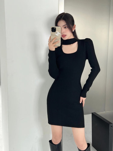 半高领韩版显瘦百搭针织连衣裙