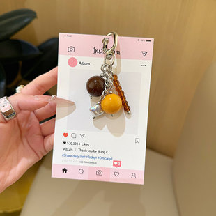 风ins古早撞色圆球挂件多巴胺装饰品包挂新款小众时髦百搭手链