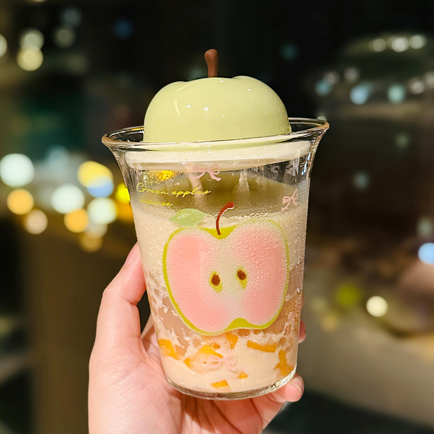可爱苹果杯子高硼硅玻璃杯带吸管高颜值送女士生日礼物耐高温水杯图片