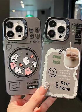 适用于OPPO A5活力版A6PRO潮流RENO15黑彩银FINDX9国潮镭射IMD卡通文字防摔磨砂硬手机壳保护套批发