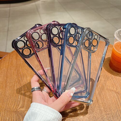 适用于苹果16 iPhone15PROMAX/14/13/12/11/17气囊四角防摔电镀带镜头膜1.5mm加厚透明保护套手机壳批发