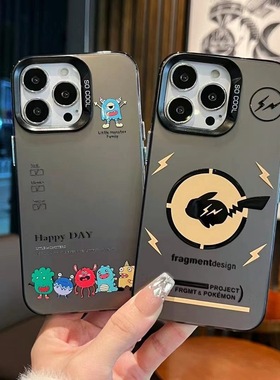 适用华为NOVA15荣耀500畅玩70PLUS潮流Pura80黑彩银国潮MATE80镭射IMD卡通文字磨砂硬手机壳保护套批发