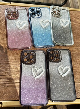 适用华为荣耀400 500PRO 90GT X70 PLAY9T畅玩60A MAGIC6全包精孔防摔ins高级感爱心闪粉电镀软胶手机壳批发