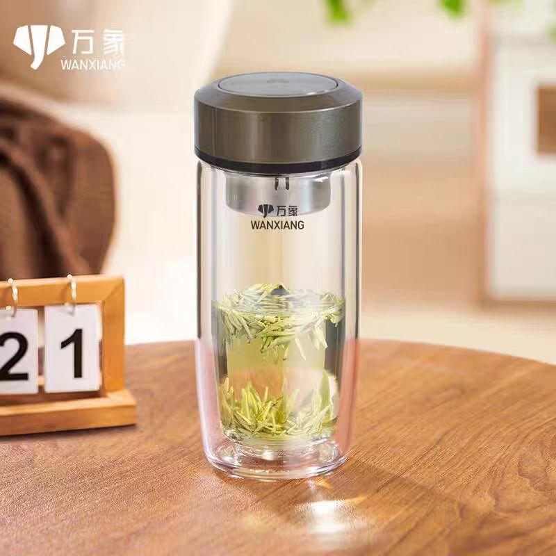 万象V406L单层双层鹅蛋杯玻璃杯男女家用商务泡茶杯车载水杯定制