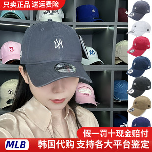 韩国New Era纽亦华940鸭舌帽炭灰小标软顶棒球帽NY透气LA男女帽夏