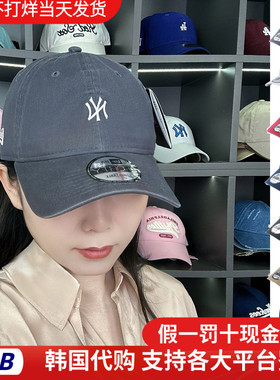 韩国New Era纽亦华940鸭舌帽炭灰小标软顶棒球帽NY透气LA男女帽夏