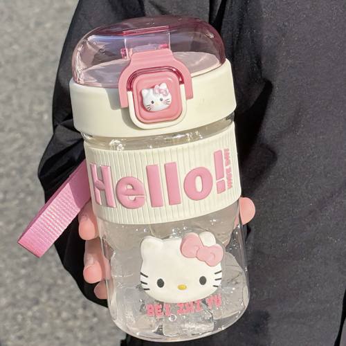 HelloKitty可爱吸管杯女生高颜值儿童水杯防烫中学生上学便携水壶