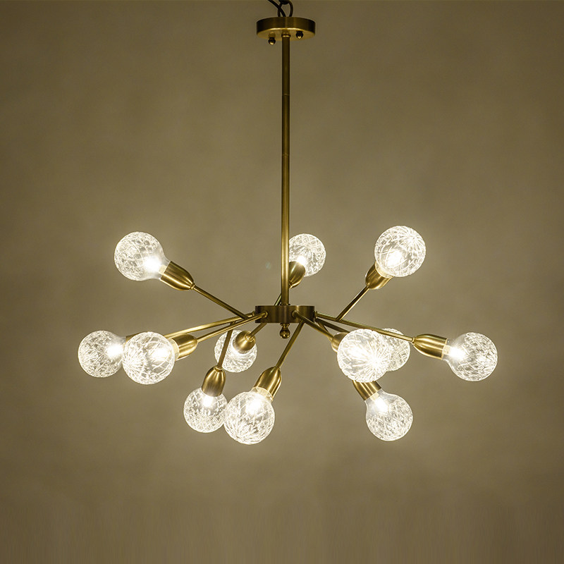 全铜美式乡村客厅餐厅卧室书房设计师样板房北欧创意简欧分子吊灯