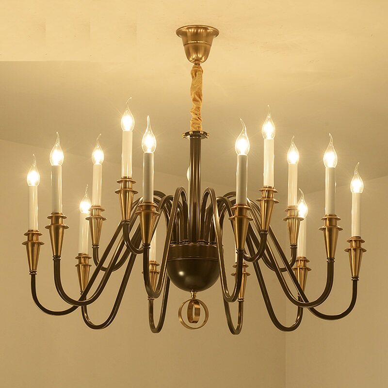 全铜美式乡村复古铜吊欧新古典艺术全铜灯田园美式客厅餐厅吊灯