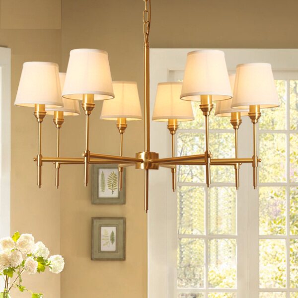 美式全铜吊灯客厅乡村复古铜吊灯美式别墅餐厅灯具过道全铜灯饰