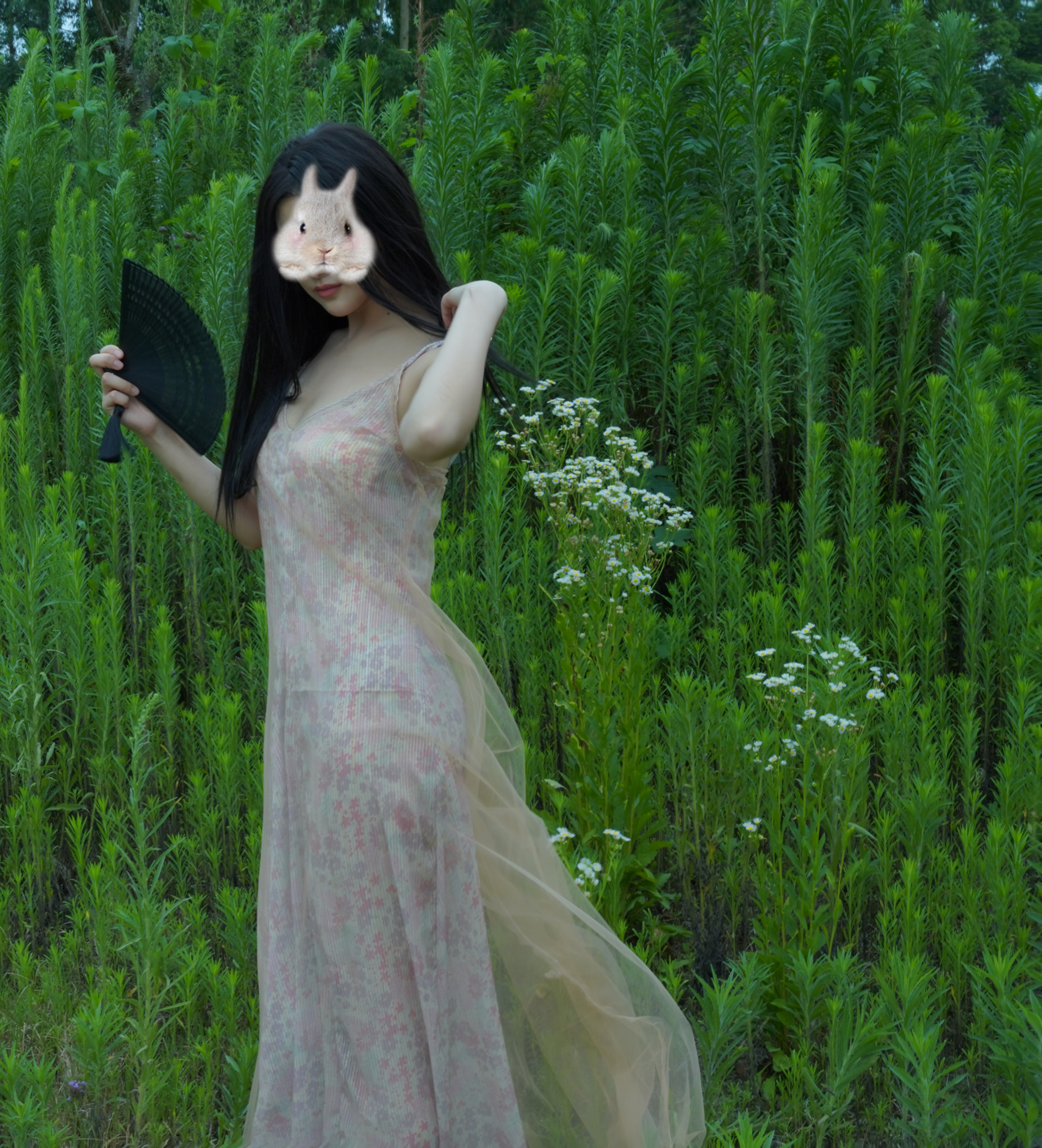 仙子狗尾巴花原创网纱吊带长裙纱裙不收腰好穿人手一件细闪裙