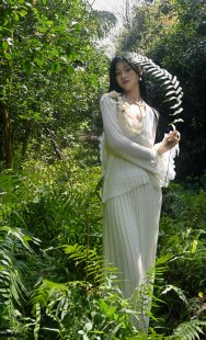 仙子家26年春上新天丝莱塞尔针织风琴褶连衣裙长袖 开衫