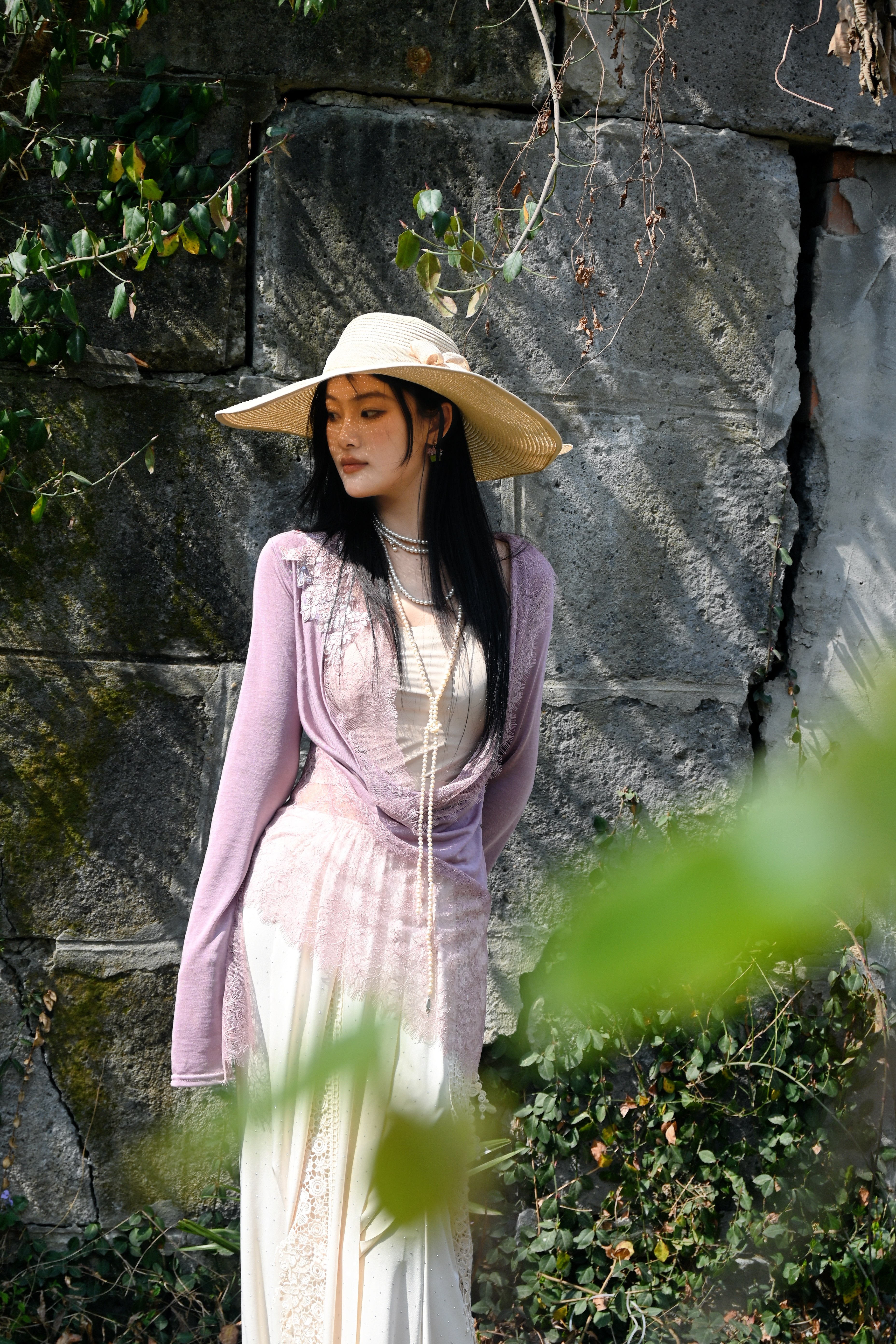 仙子家3月新款原创小众高级感气质古董蕾丝不规则下摆结构立裁