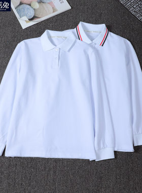 男童白色校服POLO衫宽松大码