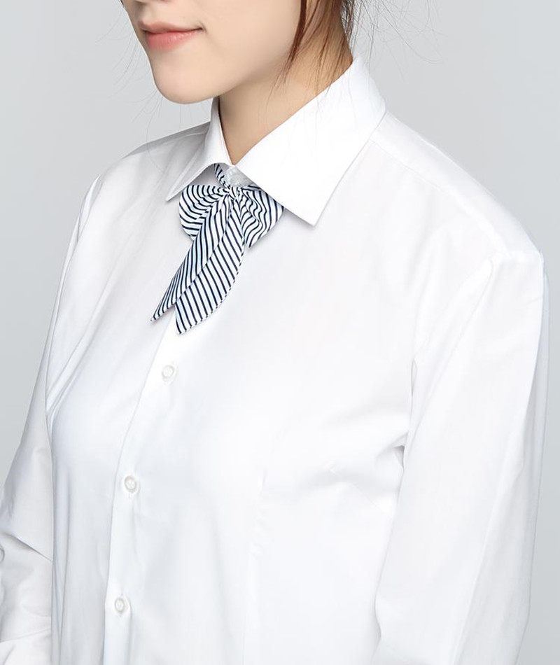 女白色正领长袖职业工装衬衣女白色方领职业衬衫正装衬衫工装