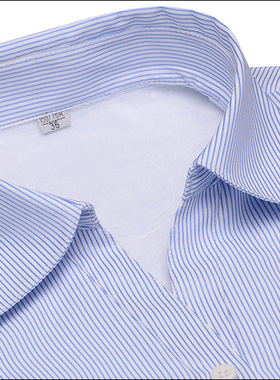 蓝色细条纹加绒加厚保暖衬衫正装银行物业工作服大码工装保暖衬衣