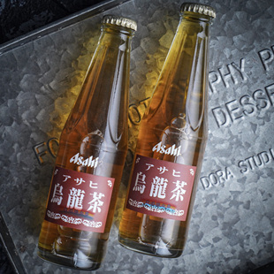 日本朝日 Asahi乌龙茶健康饮料0卡0脂无蔗糖200ml 复古玻璃瓶调酒