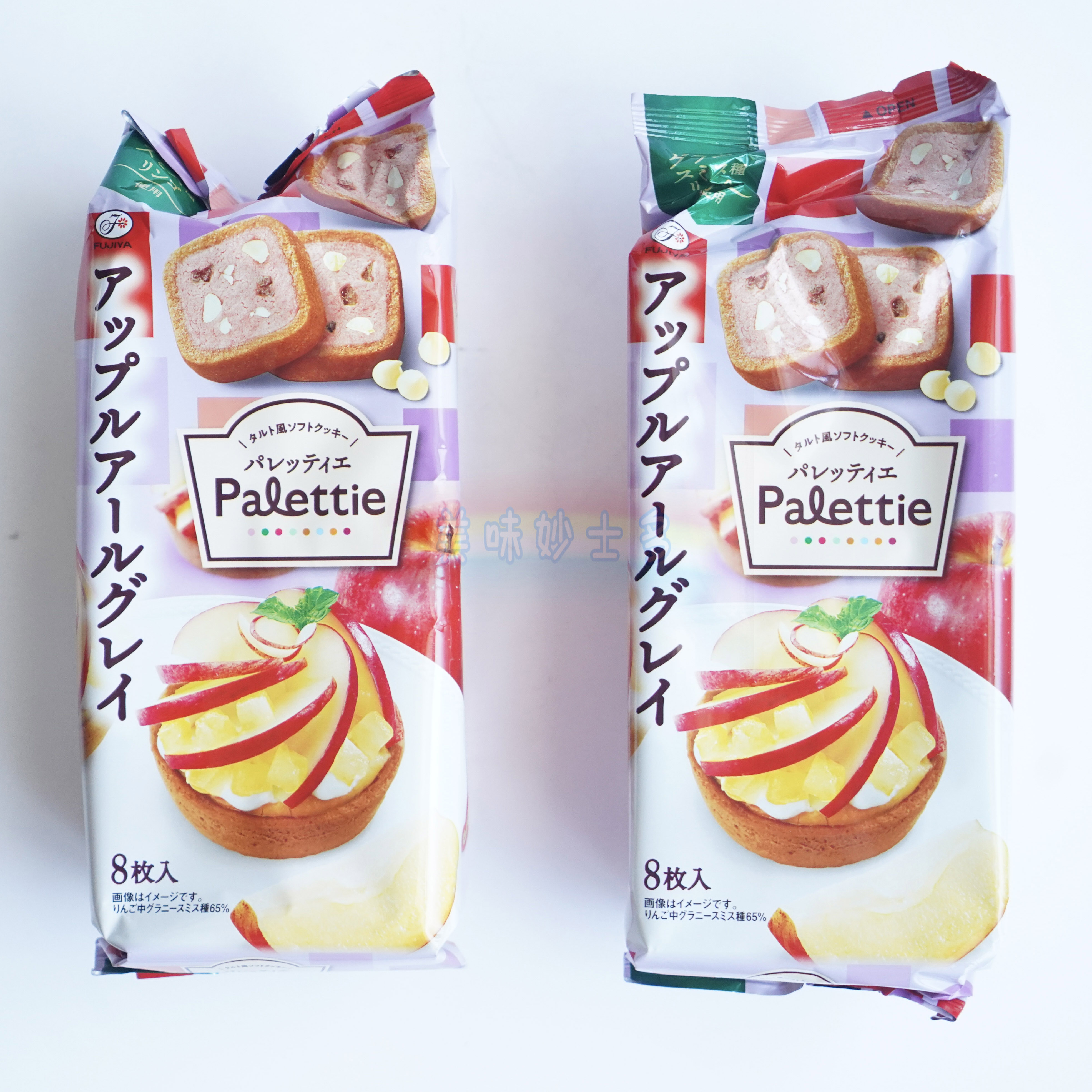 日本进口 不二家FUJIYA苹果水果派风味曲奇松软饼干80g*8枚