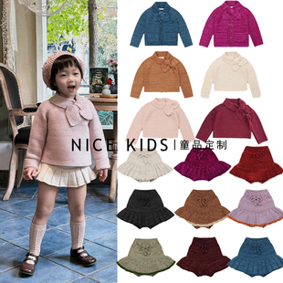 蝴蝶结复古毛衣套头衫 ins爆款 桃心领结针织衫 女童经典 24年秋冬MP