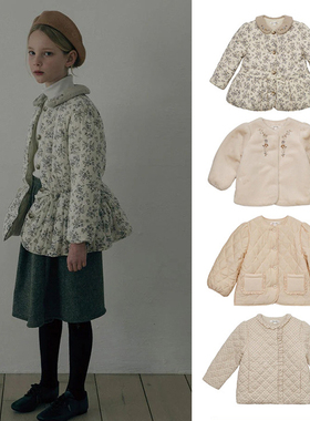 ins爆款25秋冬lou系列儿童女宝宝长袖裥棉加厚刺绣外出服棉保暖款