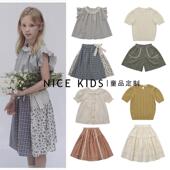 女宝儿童格子衬衣格子碎花拼接半裙套装 ins爆款 25春夏LOU系列新品