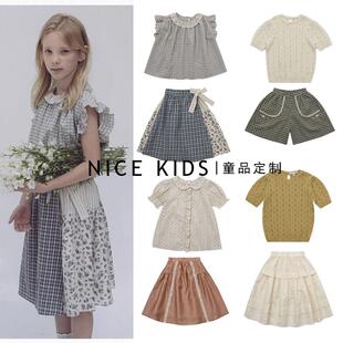 女宝儿童格子衬衣格子碎花拼接半裙套装 ins爆款 25春夏LOU系列新品