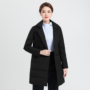 新款移动工作服女冬季黑色羽绒服中国营业厅加厚职业工装中长外套