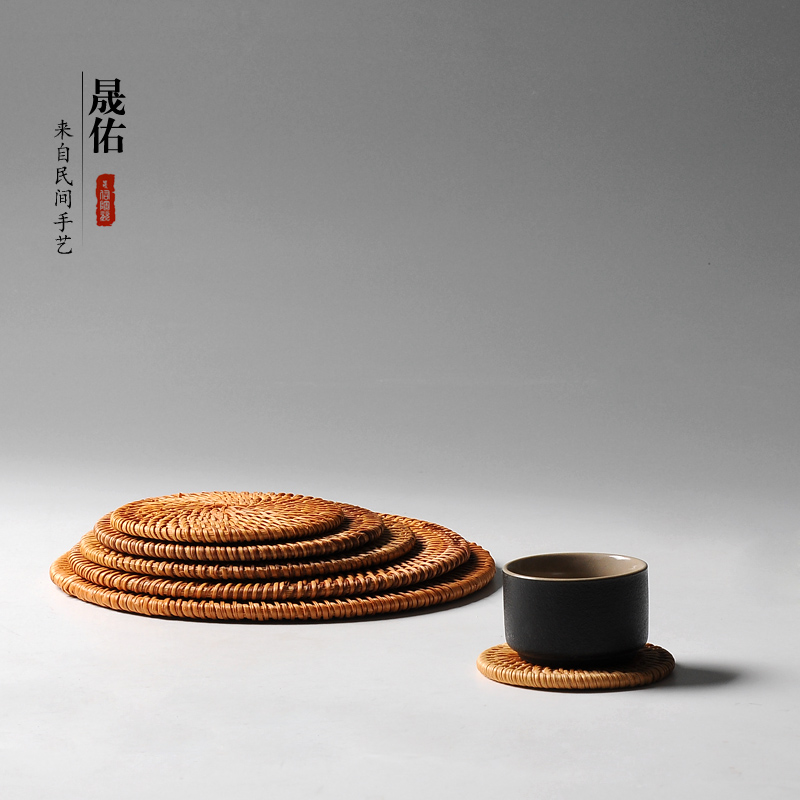 晟佑手工编织越南藤编杯垫茶杯