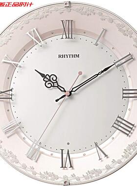 日本量贩 RHYTHM丽声33CM电波现代简约轻奢客厅挂钟8MY538SR13