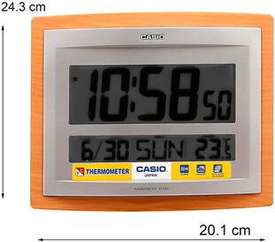 日本量贩 CASIO卡西欧24CM墙壁木纹图案温湿度座挂时钟ID-15-5