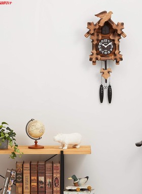 日本量贩 RHYTHM丽声67CM布谷鸟报时客厅创意异形挂钟4MJ234RH06