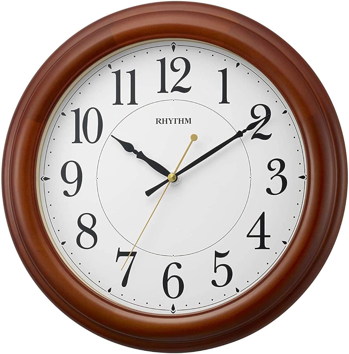 日本量贩 rhythm丽声33cm圆形简约装饰现代创意款挂钟8mg816sr06