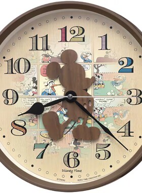 日本量贩 SEIKO精工28CM直径DISNEY迪士尼米奇造型儿童挂钟FW590B