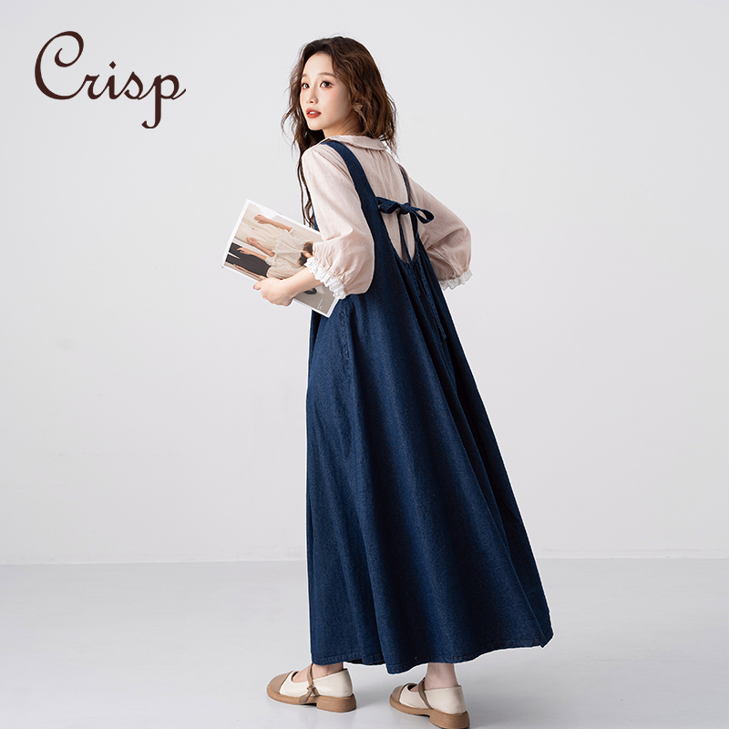 CRISP日系穿搭牛仔背带裙