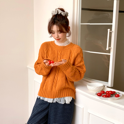 CRISP日系穿搭绞花针织衫独特漂亮厚款毛衣内搭上衣2025秋冬新款