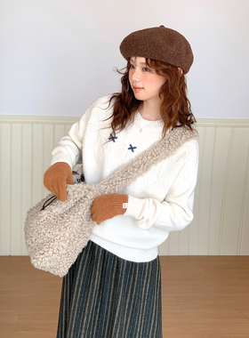 CRISP日系穿搭立体编织套头针织衫内搭女打底毛衣2025冬季新款