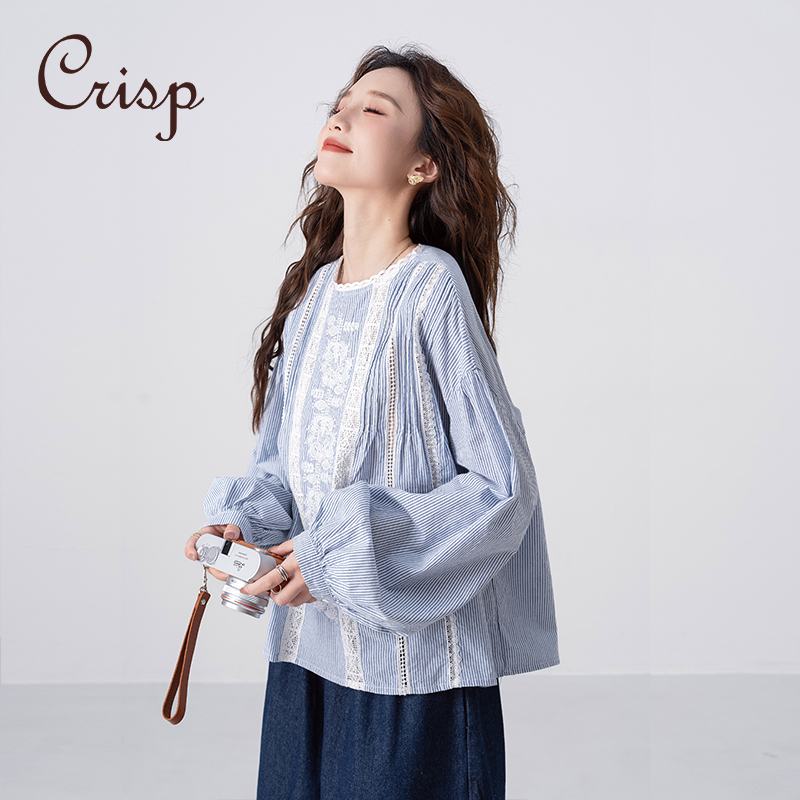 CRISP日系文艺重工蕾丝绣花小衫