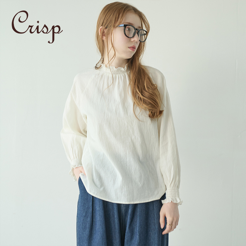 CRISP日系木耳边独特漂亮小衫长袖纯棉衬衫女内搭2025春季新款