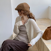 CRISP日系穿搭天丝亚麻针织开衫 女镂空轻薄上衣外套2025早秋新款