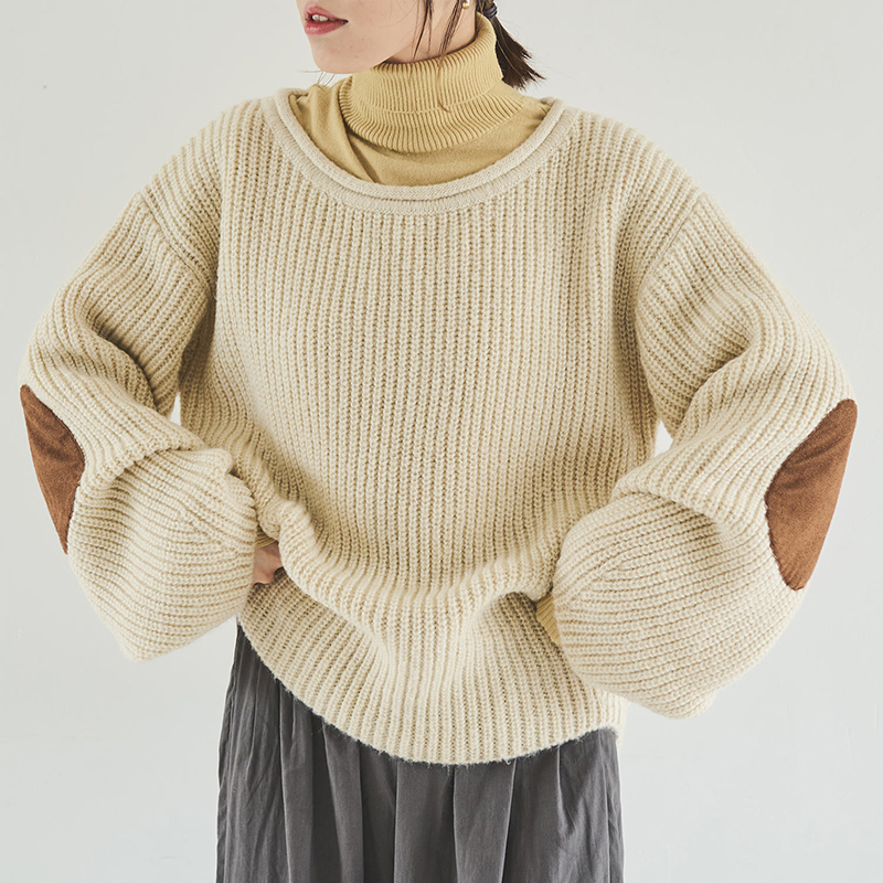 CRISP低圆领针织衫宽松慵懒