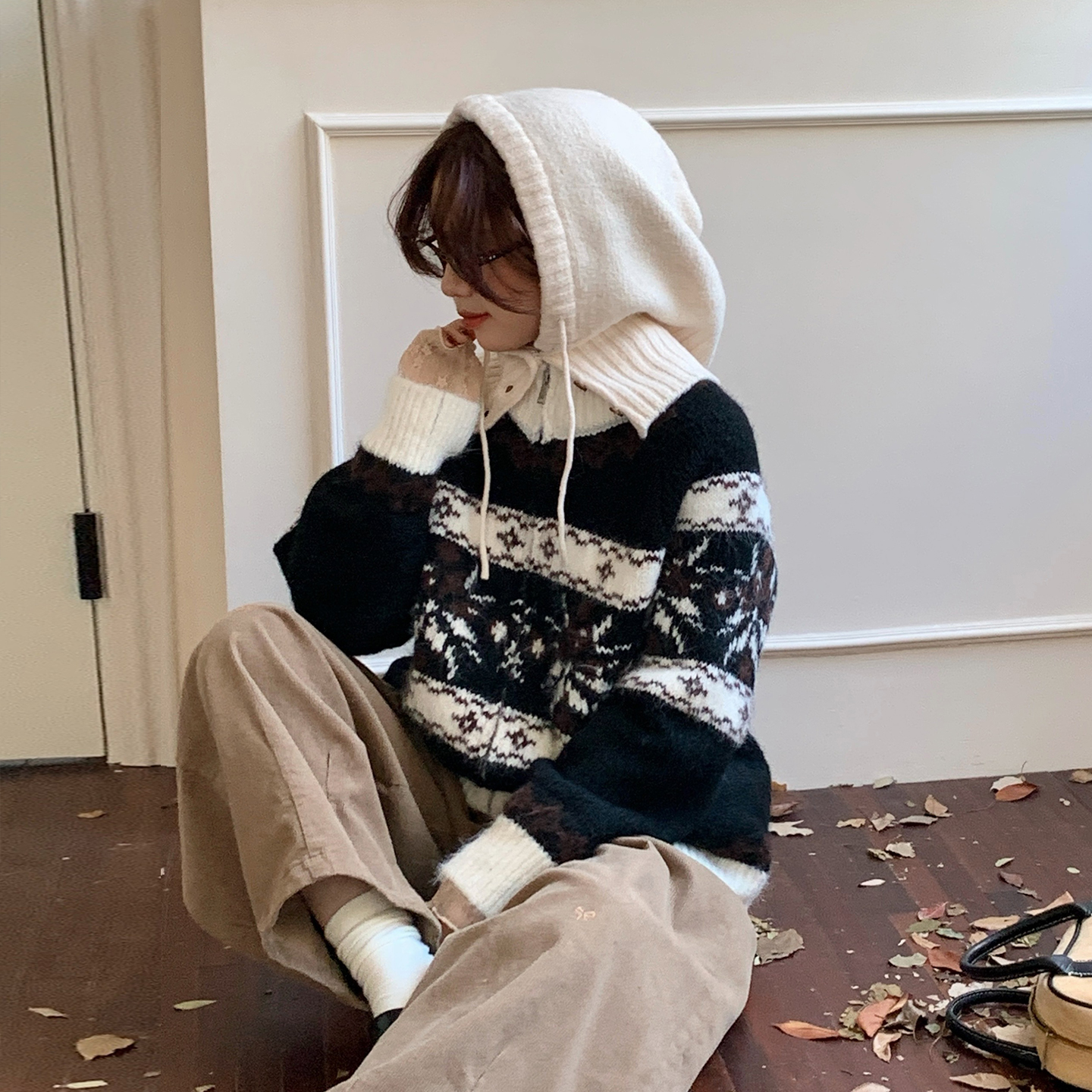 CRISP日系穿搭提花拉链毛衣外套女加厚针织开衫毛织2025秋冬新款