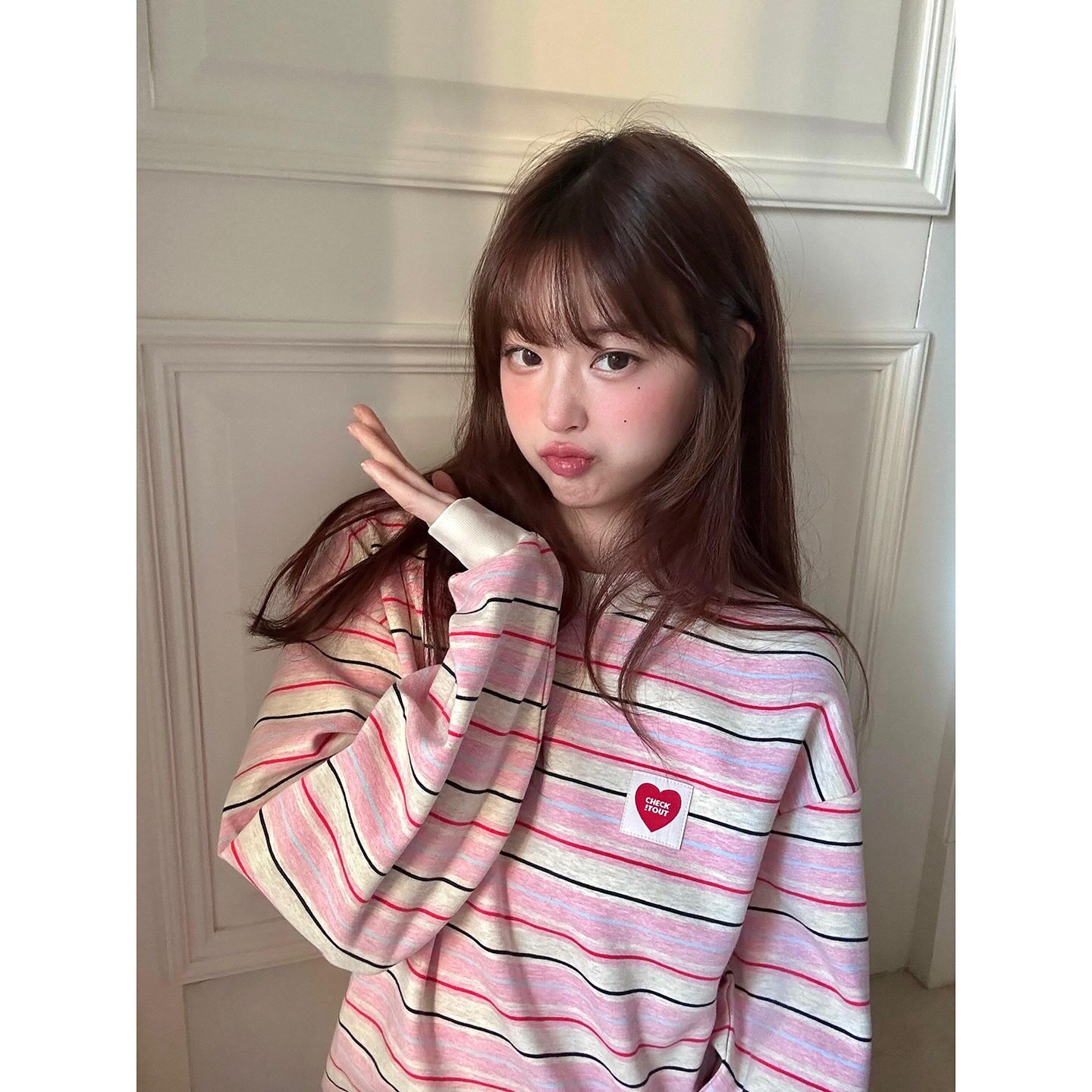 美式学院风甜美条纹拼接