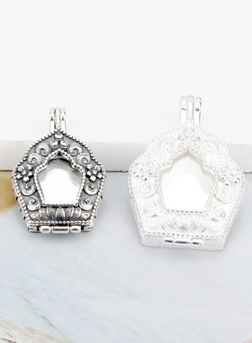 S925纯银复古卷草金刚杵吊坠