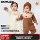 WHYLOOK 婴儿衣服薄夹棉保暖打底衣宝宝连体衣秋冬装 夹丝加厚哈衣