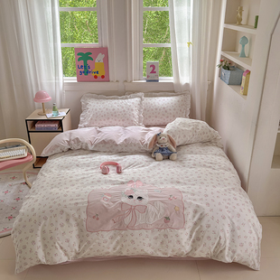 全纯棉床单优质床品1米5x2米床1米5床1米8床上四件套女生高级感