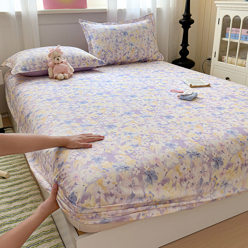 纯棉母婴级紫色2米x2米2大床床笠