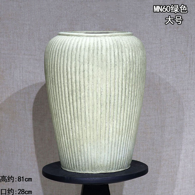 镁泥花盆美式风特大号竖条纹