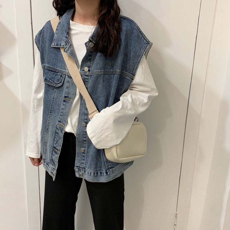 Real shot real price spring sleeveless jacket loose style Denim Vest