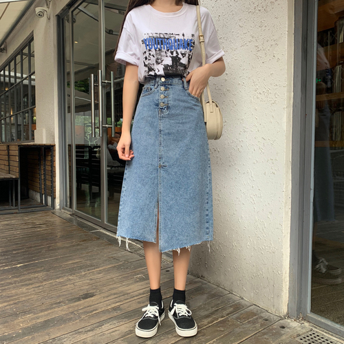 Real shooting, real price, new summer irregular denim skirt, skirt, slim, medium length, Hip Wrap Skirt